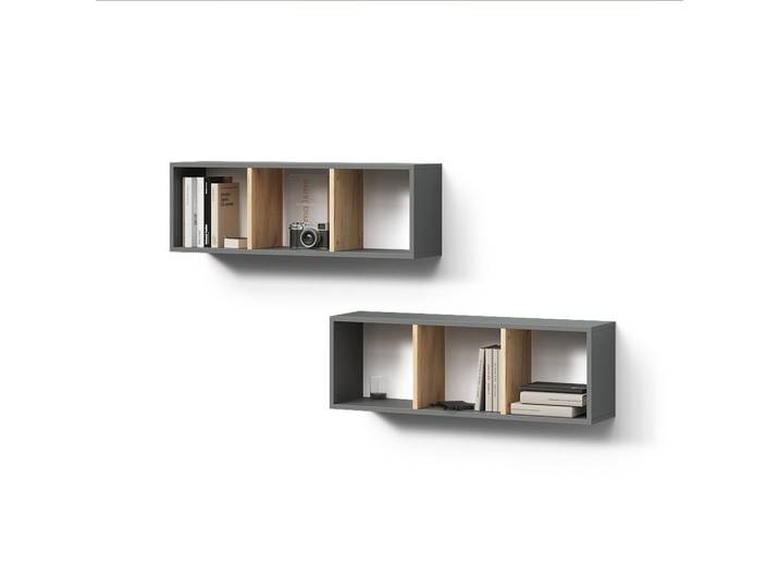 WANDREGAL Lorena Anthrazit/Goldkraft Eiche 90 x 30 cm 2er Set