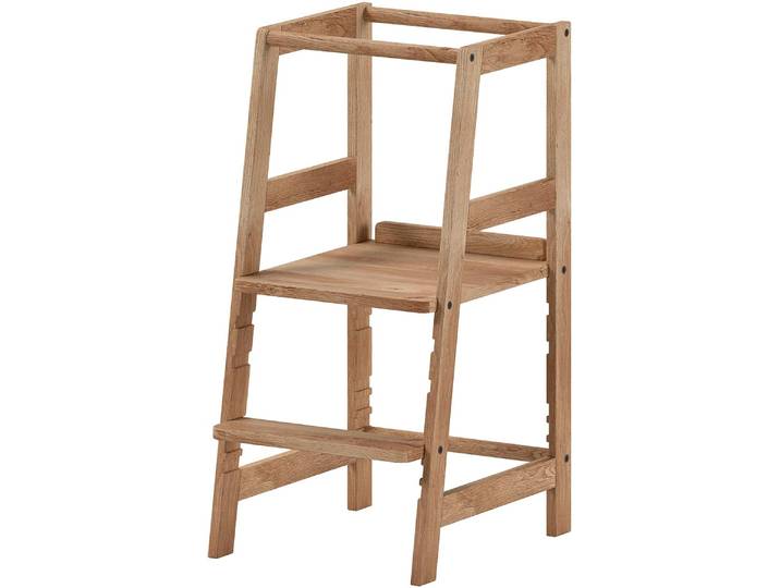 Kinderstuhl VIPACK Lernturm aus Massivholz, stabil und standfest gebaut , eiche natur, eiche natur, B:41cm H:85cm T:48,3cm, Massivholz, Stühle, Kinderstuhl, Tritt und Stehfläche 3-fach verstellbar, 3 verschiedene Farben