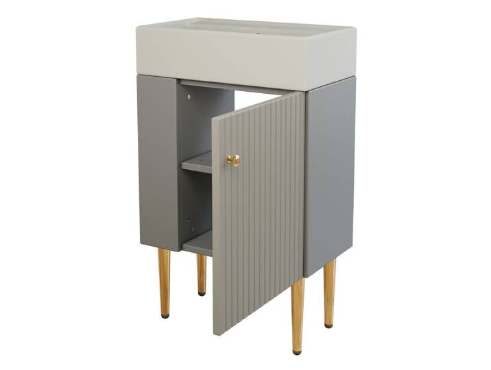 Lavabo en céramique avec meuble sous-vasque gris