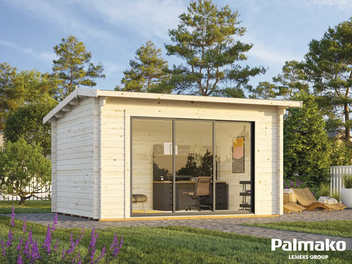 Gartenhaus Palmako Ines 11,1 m² Schiebetür Sicherheitsglas inkl. Fußboden 434 x 379 cm natur
