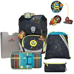 DerDieDas Schulranzenset ErgoFlex Tiny LED Set Crazy 5-teilig 21 Liter
