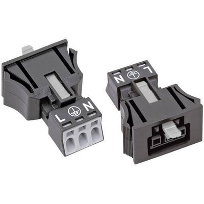 WAGO Netz-Steckverbinder WINSTA MINI Serie (Netzsteckverbinder) WINSTA MINI Buchse, gerade Gesamtpolzahl: 2 + PE 16 A Schwarz 1 St.