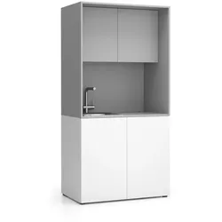 Büroküche NIKA mit Waschbecken und Wasserhahn 1000 x 600 x 2000 mm, grau, links