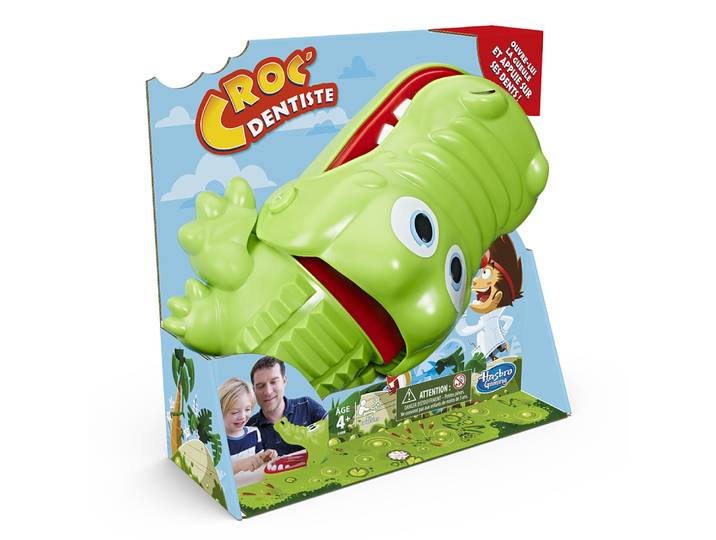Croc' Dentiste, jeu de plateau à surprise mordante pour 2 à 4 joueurs, pour enfants d'âge préscolaire