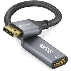 Sonero DisplayPort auf HDMI Adapter - 4K60 - grau/schwarz - 0,10m