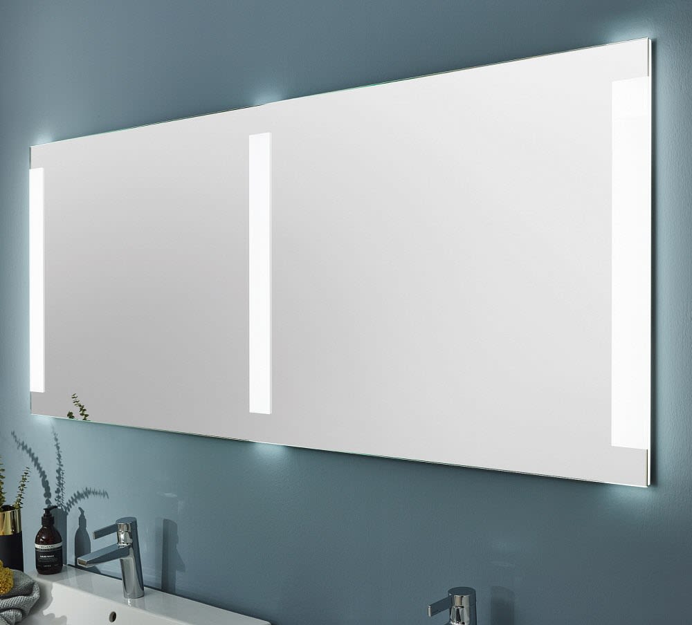 Sprinz Smart-Line Badspiegel in 200 x 70 cm mit LED-Beleuchtung und Sandstrahlungen