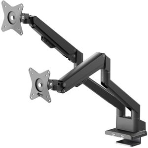 Goobay Monitorhalterung 70814, VESA 75x75 & 100x100 mm, für Tisch, höhenverstellbar, drehbar, bis 32 Zoll, 2 Monitore