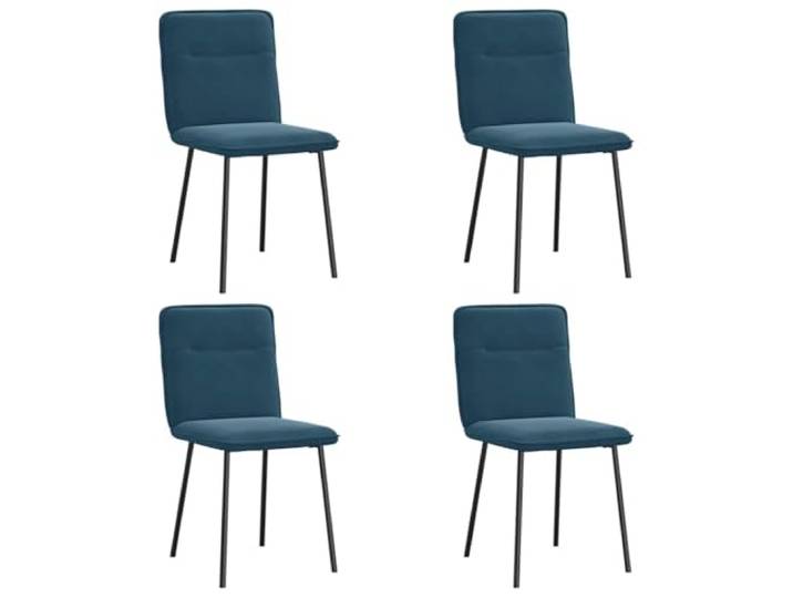 HKLGBVCR Esszimmerstühle, Veloursblau, 4 Stück Weicher Samt, Rahmen aus Metall und Holz, dicker Schaumstoff, Esszimmer, Wohnzimmer, Gästezimmer