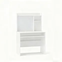 COSTWAY Schreibtisch mit Magnet-Pinnwand, Kleiner Computertisch mit Zubehör, Keyboard-Ablage & Verstellbarem Regal