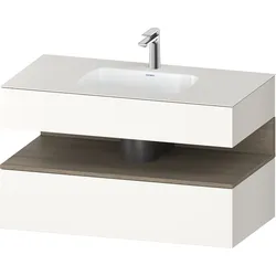 Duravit Collection One Einbauwaschtisch mit Konsolenwaschtischunterbau, 1000x550x600mm, Nische Eiche Terra, QA4786035840010, Farbe: Weiß Supermatt/mit Nischenbeleuchtung