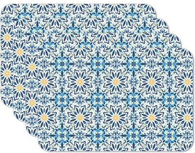 CounterArt Fresh Tile Pattern 4 Pack Reversible Easy Care Flexible Plastic Placemats Made in The USA BPA Free PVC Free Easily Wipes Clean
