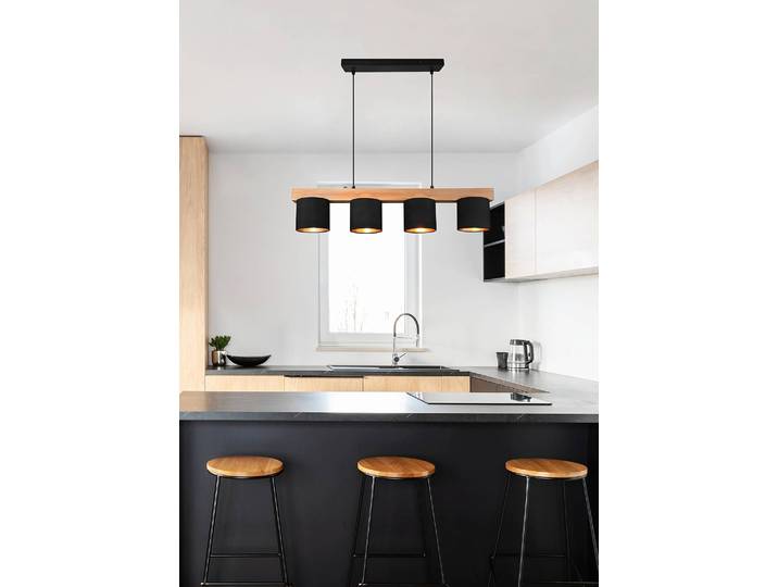 Suspension 75 x 150 x 12cm Noir/Noir Tissu E14