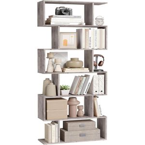 Vasagle Bücherregal LBC061M01, graubraun, aus Holz, 6 Fächer, 70 x 190,5 x 24cm