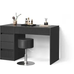 SCHMINKTISCH Allia, Schwarz, 120 cm ohne Spiegel, mit Hocker