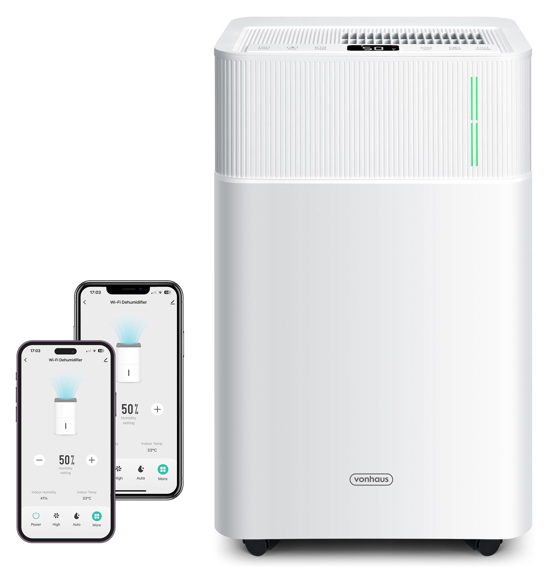 Luftentfeuchter 20 l/Tag, 4,5-l-Tank, WiFi, Smart, weiß