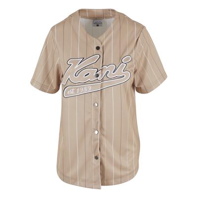 Kurzarmshirt KARL KANI "Karl Kani Damen", Damen, Gr. M, beige (sand), 100% Polyester, Shirts
