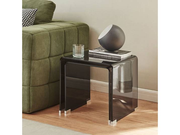 Ensemble de 2 tables gigognes Kariengem gris foncé