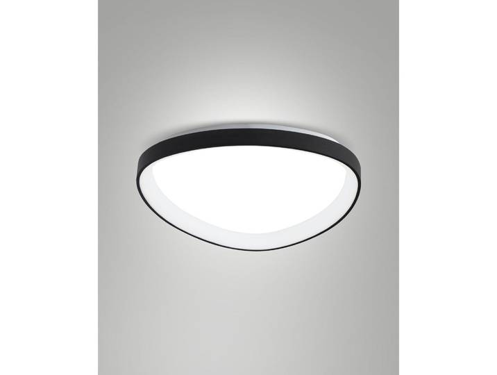 Fabas Luce LED Deckenleuchte Quirk 56W dimmbar 2700/3200/4000K CCT warm-/neutralweiss Schwarz Metall Ø60cm