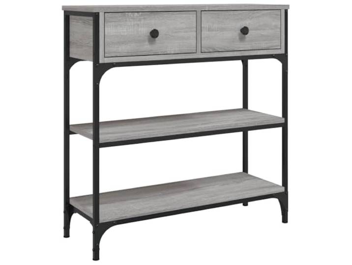 HQWNVXNM Konsolentisch Grau Sonoma 72,5x25x75 cm Metallrahmen Schmaler Beistelltisch für Diele und Schlafzimmer mit verstellbaren Füßen und stabiler Ablage für Dekoration und Bücher.