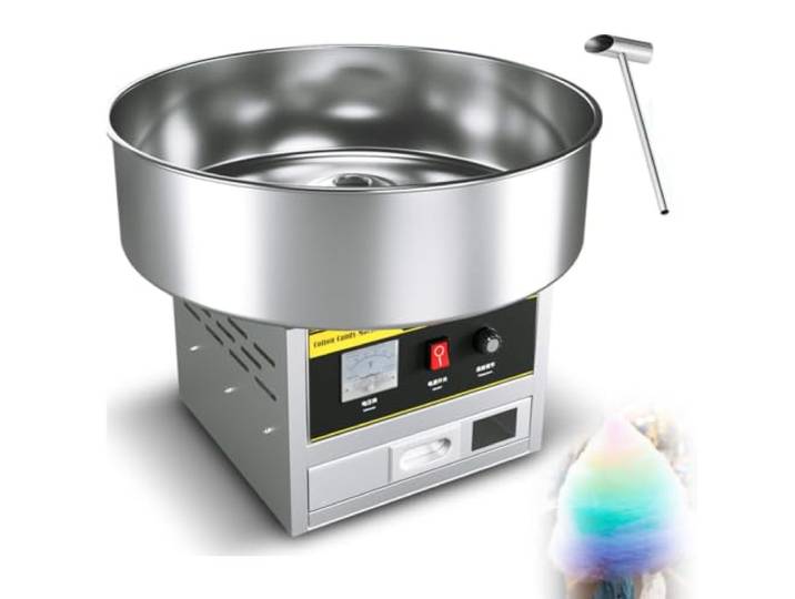 1200W-Zuckerwattemaschine für Gewerbe, Kindergeburtstage und Familienfeiern Elektrische Zuckerwattemaschine, einfach zu bedienen, mit 45-cm-Edelstahlschüssel und Zuckerlöffel