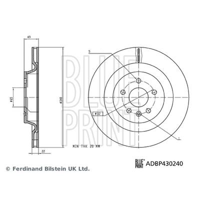 BLUE PRINT Bremsscheibe adbp430240 Hinterachse belüftet 340mm für MG