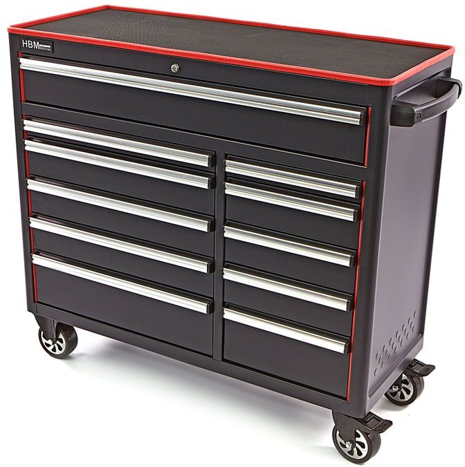 HBM Werkzeugwagen mit 11 Schubladen, 111 cm, schwarz