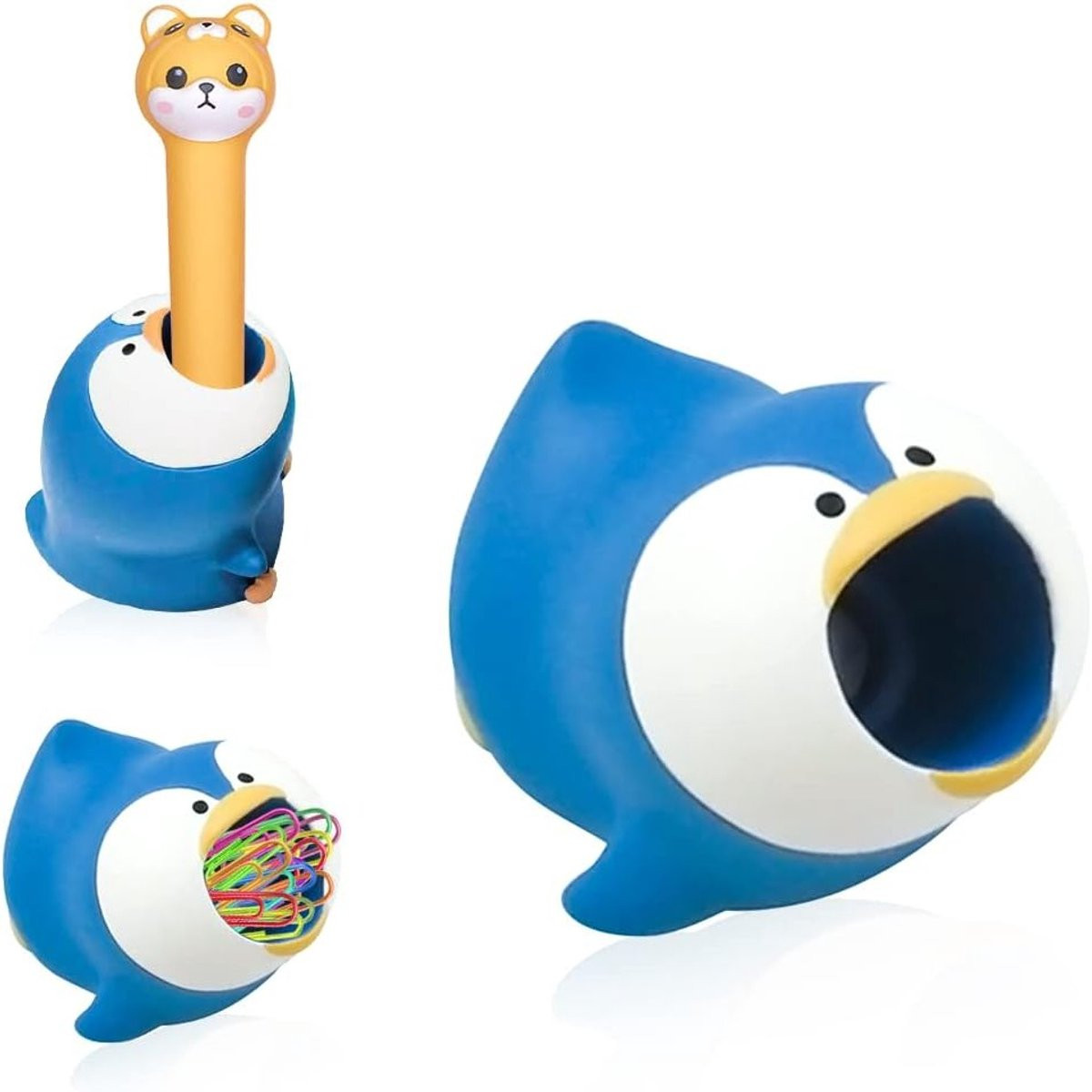 Decoratieve Pinguïn Pennenhouder en Papercliphouder van Hars voor op je Bureau
