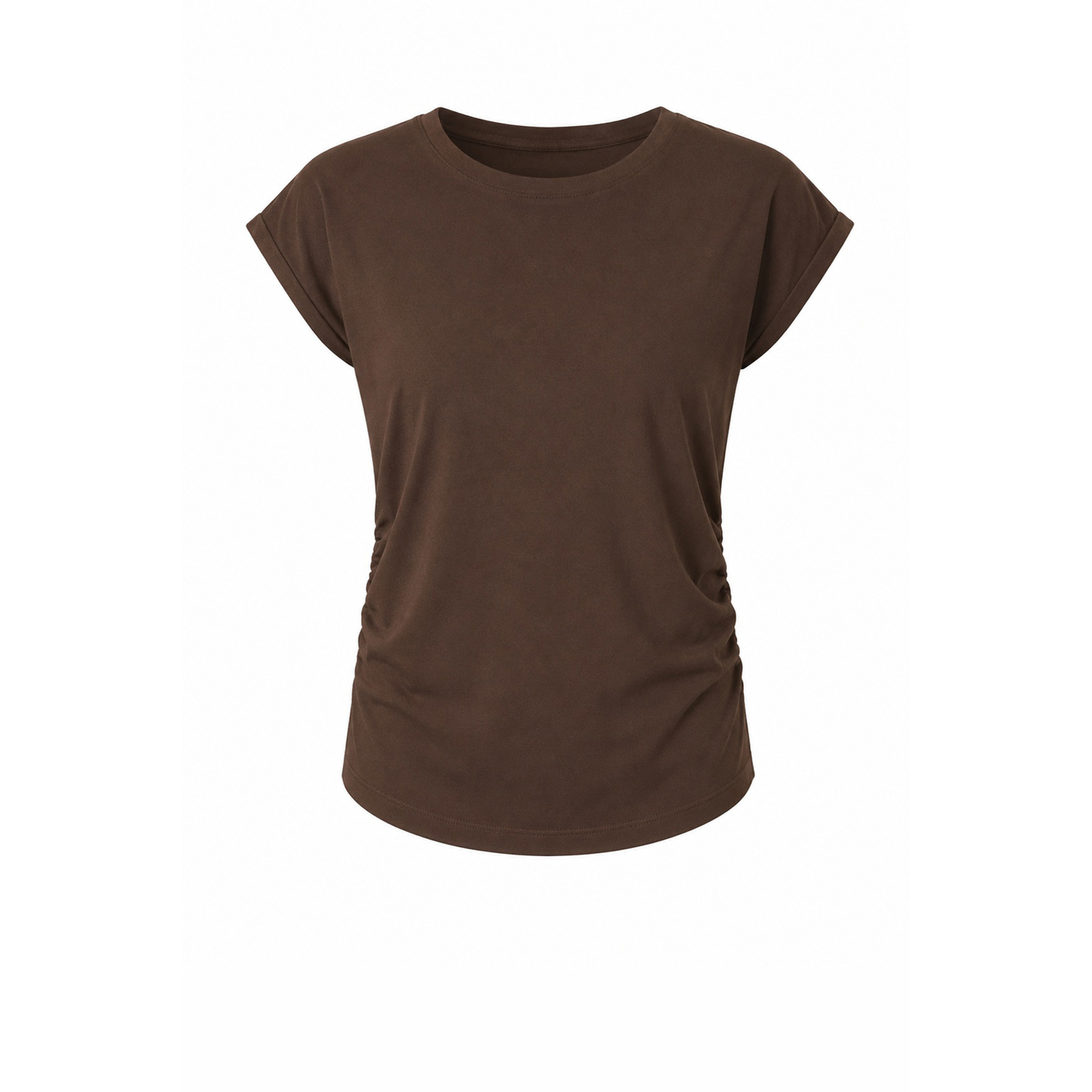 Mandala Side Ruffled Damen T-Shirts braun Größe S Yoga | Lifestyle Hautfreundlich
