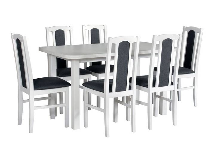 Feldmann-Wohnen Esszimmer-Set Bos7, (Bos7, 7-St., Esszimmer-Set), weiß / dunkelgrau 7er Set
