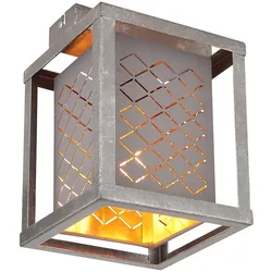 Deckenleuchte Deckenlampe Wohnzimmerlampe Textil Gold Silber Metall H 22,5 cm