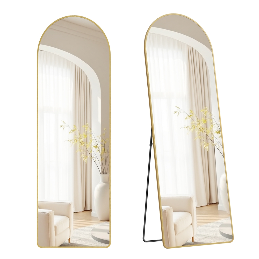 SONGMICS 160 x 50 cm Ganzkörperspiegel mit gewölbtem Rahmen aus Hartglas blassgold LFM051AB01