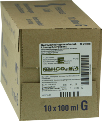 Fresenius Kabi Deutschland GmbH NATRIUMHYDROGENCARBONAT 8,4% Glas Infusionslsg. 10X100 ml 03058282