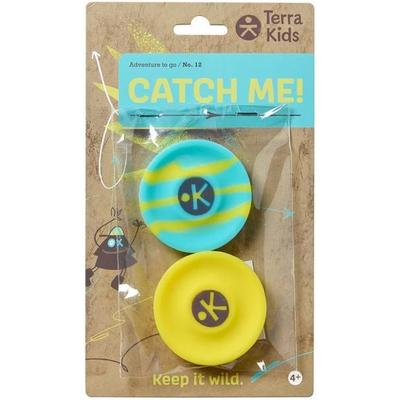 HABA 2013974001 - Terra Kids, Catch Me! Pocket-Frisbee/Mini-Frisbee, blau/gelb, 2er-Set, Adventure to go/No.12
