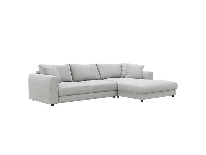 Ecksofa mit Longchair Grau/Grau Cordstoff Snor 286cm Longchair davorstehend rechts Modern
