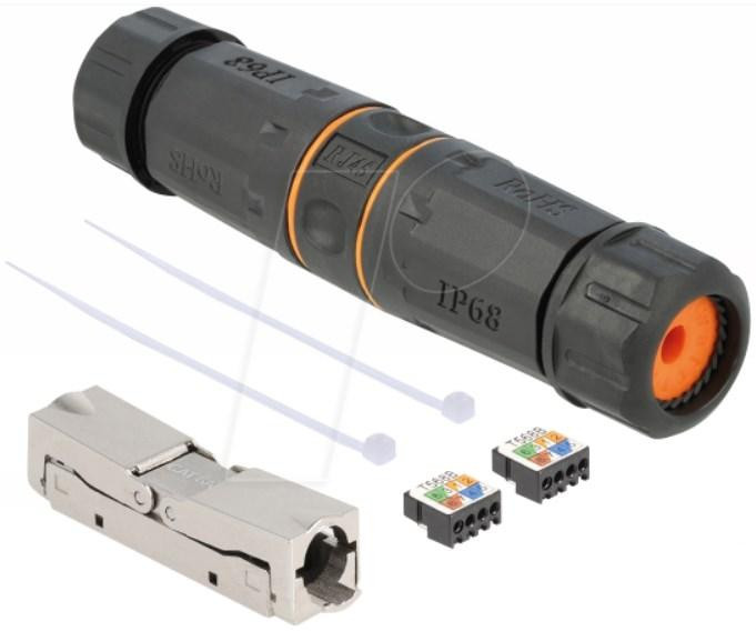 Delock 87186 Kabelverbinder LSA naar LSA Cat.6A IP68 waterbestendig zwart