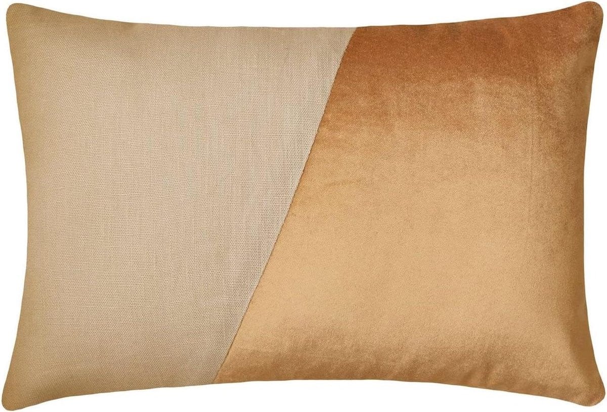 Handgemaakte beige fluwelen lumbale decoratieve kussenhoes, 30 x 50 cm