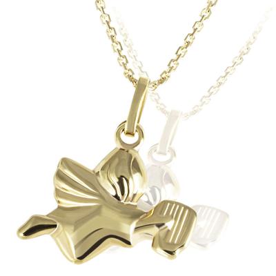 Kette mit Anhänger GOLDMAID "375 Gelbgold Glänzend Engel", gelb, Halsketten, Damen, 45cm, Gold, L: 45 B: 13mm, glänzend, B:13mm