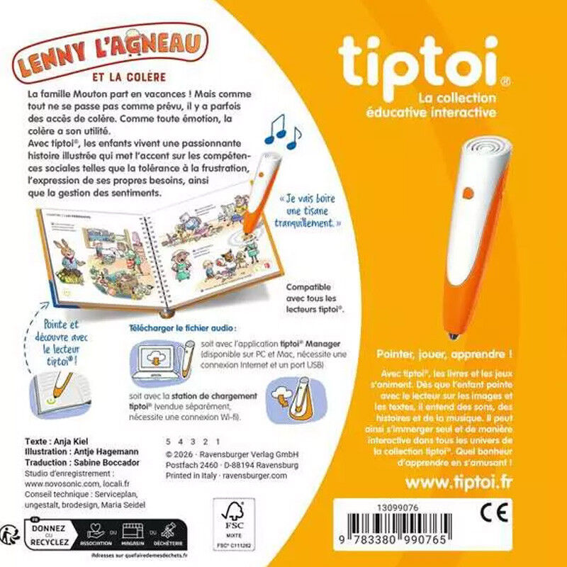 Tiptoi Histoire illustrée sur les émotions : Lenny l'agneau et la Colère - Ravensburger