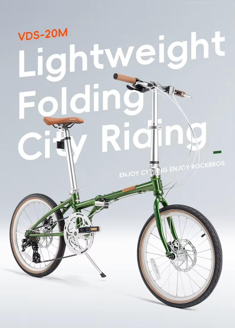 Faltfahrrad - Erwachsenenfahrrad - 50-cm-Räder - 8-Gang-Schaltung - Doppelscheibenbremsen - Federgabel - Stahlrahmen - Grün