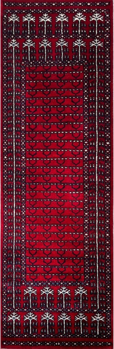 Parda Wollen Loper Tapijt Rood Modern Rechthoekig