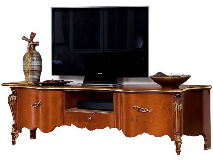 Xlmoebel TV-Schrank TV-Ständer aus Holz in Braun mit Stauraum für Elektronikgeräte (1-St., TV-Ständer) Hergestellt in Italy