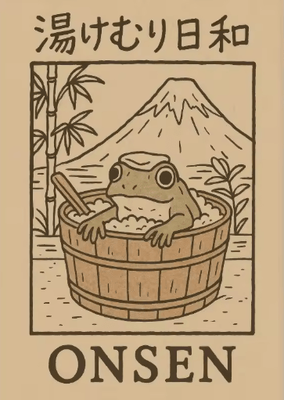 Inspire Picks Retro Funny Frog Wall Art Japanese Woodblock Sushi Bathroom Poster 6 20x30cm
