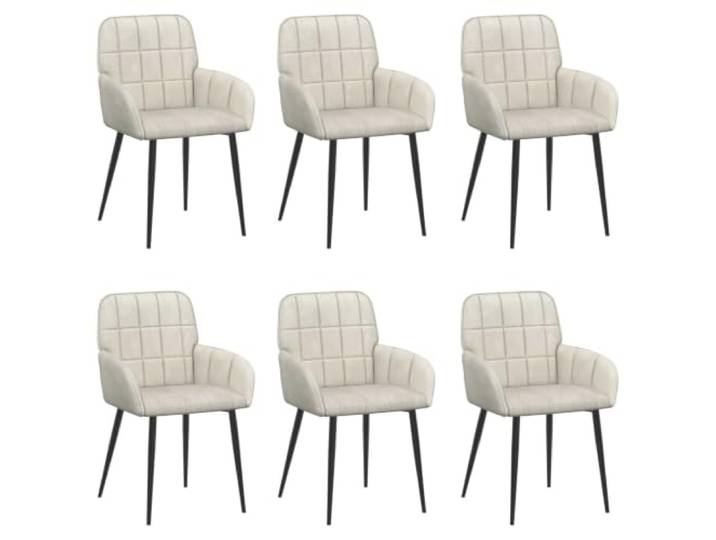 HKLGBVCR Esszimmerstühle, 6 Stück, Samt, cremefarben, 56,5 x 50 x 86 cm Weiches Velours-Finish, robuster Metallrahmen, geneigte Rückenlehne und Armlehnen, feucht abwischbar