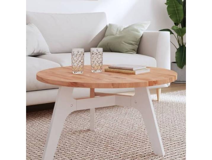 POUFGDR Tischplatte, rund, massives Buchenholz, 80 cm Tischplatte aus Naturholz, leicht zu reinigen, vielseitig einsetzbar, für Couchtisch oder zum Basteln