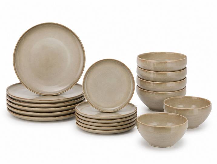 Teller-Set COSY & TRENDY Conico, Geschirr-Set, 18-tlg. , sand, 18, Steinzeug, Geschirr-Sets, Steinzeug, für 6 Personen, rund, spülmaschinengeeignet