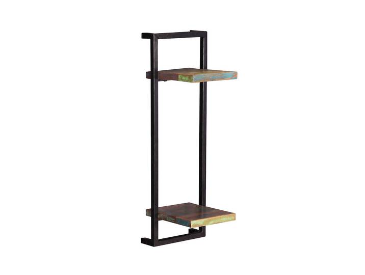 Mid.you Wandregal, Mehrfarbig, Schwarz, Holz, Metall, Altholz,Altholz, massiv, 2 Fächer, 25x75x25 cm, Wohnzimmer, Regale, Wandregale