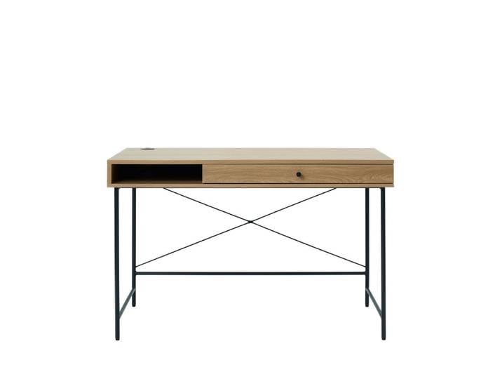 Bureau 1 tiroir 1 niche en bois et métal l120cm - bois clair