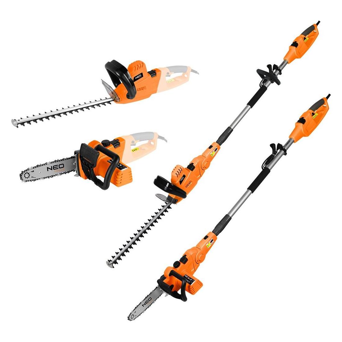 Topex 2-in-1 Gartengerät mit Ausleger: 750W 250mm Kettensäge + 550W 460mm Heckenschere (Akku Kettensäge) (04-634)