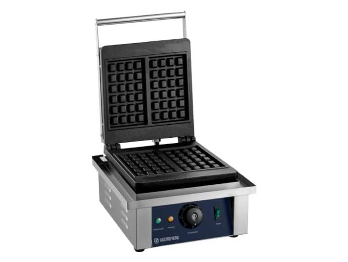 GastroHero belgisches Waffeleisen, 2 Waffeln je Backvorgang, Edelstahl FY-4 Profi-Waffeleisen, regelbare Temperatur, Backplatte aus Aluminium, Waffelmaße 105x170 mm, Tiefe der Einkerbung 11 mm, 230V