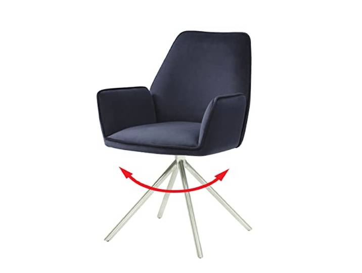 Mendler Esszimmerstuhl HWC-G67 Samt MVG - anthrazit-blau, Edelstahl